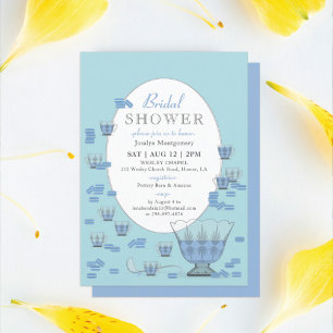 Invitación Macarones azules y duchas nupciales de cristal
