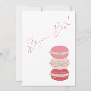 Invitación Macarones del tema francés Chica rosado Baby Showe
