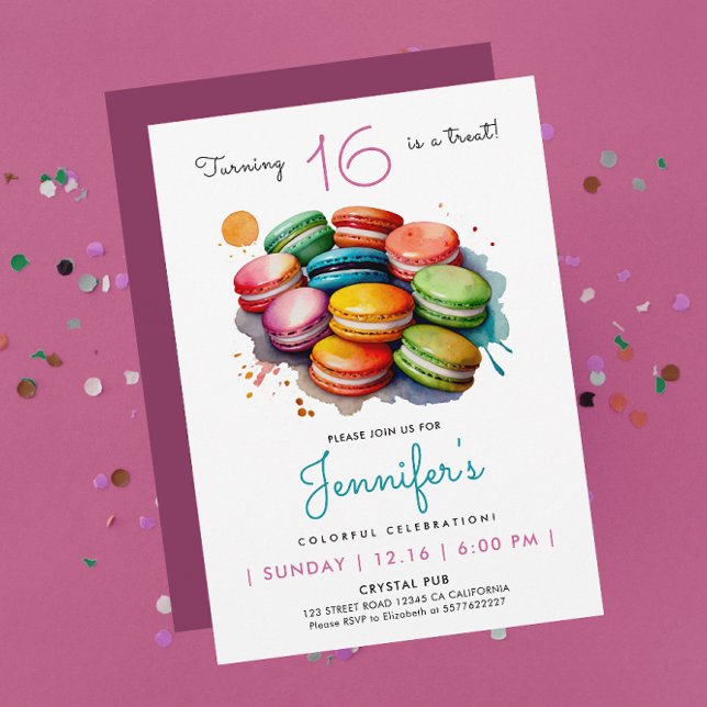 Invitación Macarones Dulce Moderno Sencillo Y Colorido (Subido por el creador)