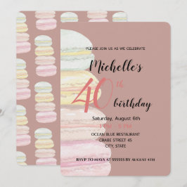 Invitación Macarones franceses de color acuático pintado a ma