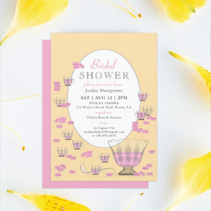 Invitación Macarones rosados y duchas nupciales con cristal