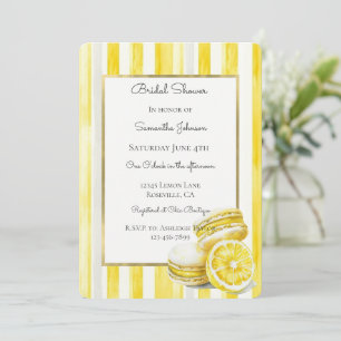 Invitación Macarons Amarillo Limón Rayas Despedida de Soltera