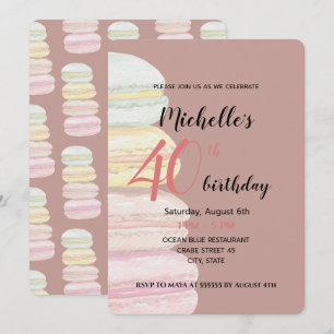 Invitación Macarons Franceses Acuarela Pintado a Mano