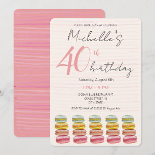Invitación Macarons Franceses Acuarela Pintado a Mano Persona