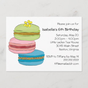 Invitación Macarons Macaroon Cookies Birthday Tea Fiesta