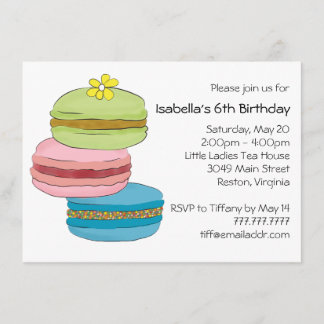 Invitación Macarons Macaroon Cookies Birthday Tea Fiesta