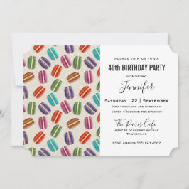 Invitación Macarons Parisinos Patrón Cumpleaños Colorido