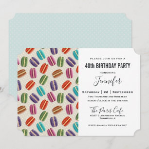 Invitación Macarons Parisinos Patrón Cumpleaños Colorido
