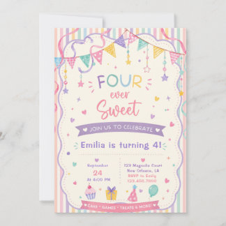 Invitación Macarons pastel dulces para siempre cumpleaños 4