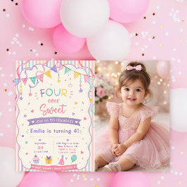 Invitación Macarons pastel dulces para siempre cumpleaños 4