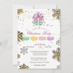Invitación Macarons, String Light Snowflake Navidad Company