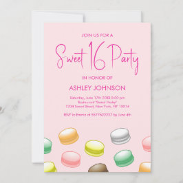 Invitación Macarons Sweet 16 Fiesta