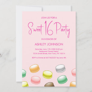 Invitación Macarons Sweet 16 Fiesta