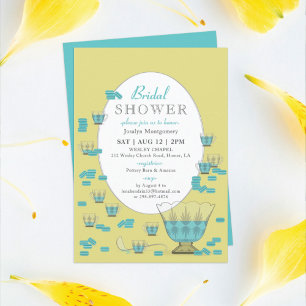 Invitación Macarons verde azulados y Crystal Punch Set Bridal