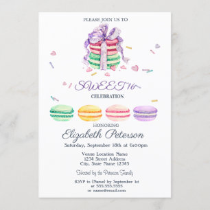 Invitación Macarons Zigzag Dulces Franceses 16 Cumpleaños