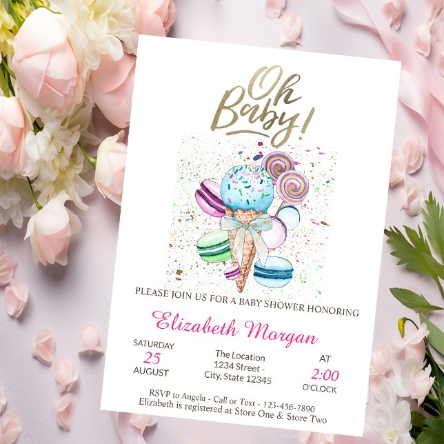 Invitación Macarrones de helado Oh Baby Fiesta de verano para (Subido por el creador)