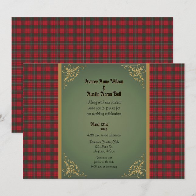 Invitación MacAuley Modern Original Scottish Tartan Boda (Anverso / Reverso)