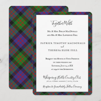 Invitación MacDonald Clan Tartan Scottish Plaid