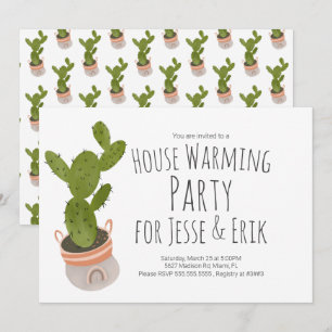 Invitación Maceta De Cactus De Fiesta De Calentamiento De Cas