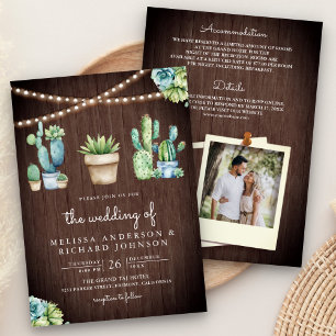 Invitación Macetas de cactus con vegetación suculenta para bo