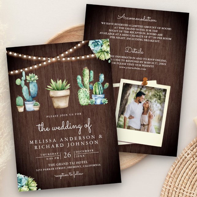 Invitación Macetas de cactus con vegetación suculenta para bo (Subido por el creador)