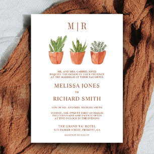 Invitación Macetas de Terracota de Cactus del Desierto Rústic