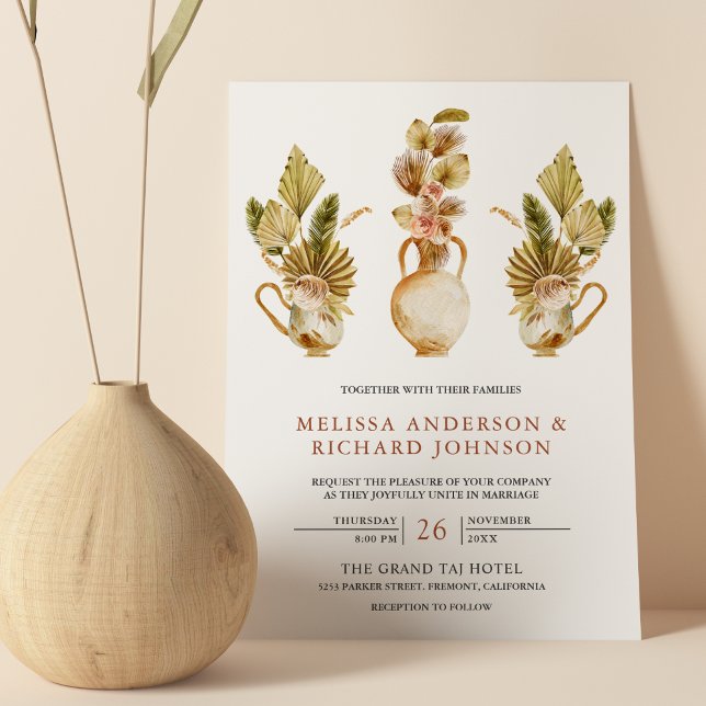 Invitación Macetas Florales Terrosas Rústicas Secas Boho Palm (Subido por el creador)