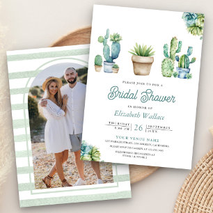 Invitación Maceteros de Cactus Verde Suculento Foto Desayuno