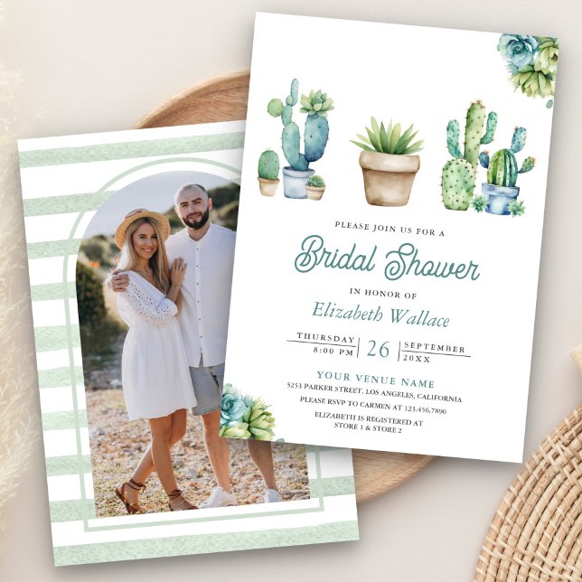 Invitación Maceteros de Cactus Verde Suculento Foto Desayuno  (Subido por el creador)