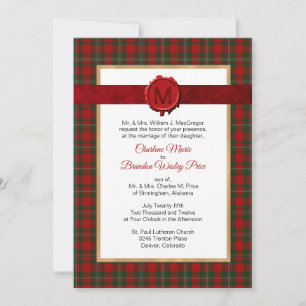 Invitación MacFarland Tartan Plaid Monogrammed Boda