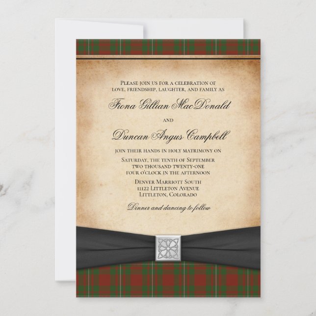 Invitación MacGregor de Cardney Tartan Wedding Invitation (Anverso)