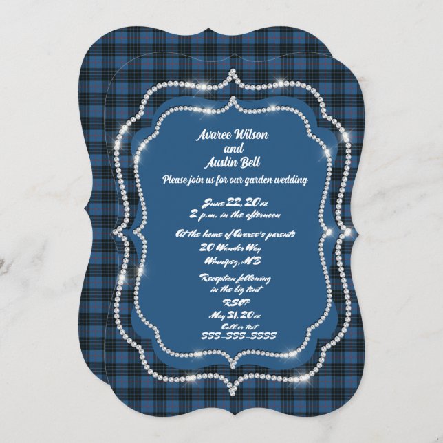 Invitación MacKay Blue Ancient Original Tartán Boda (Anverso / Reverso)