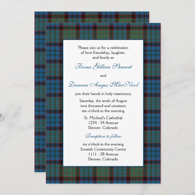 Invitación MacNichol Hunting Tartan Boda (Anverso / Reverso)