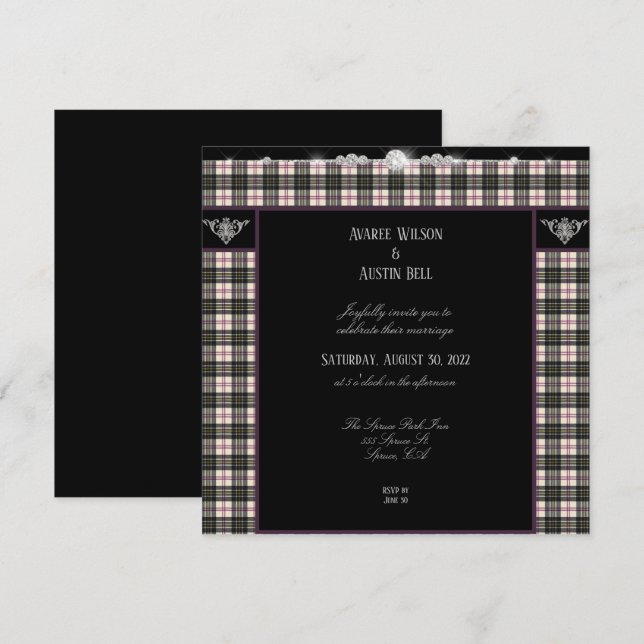 Invitación MacPherson Tartan Plaid Boda (Anverso / Reverso)
