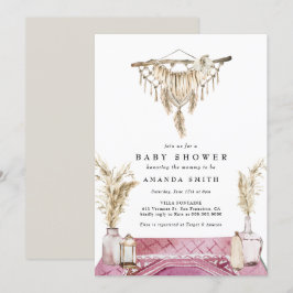 Invitación Macrame Boho Moda Rustic Chica Baby Shower