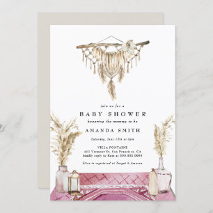 Invitación Macrame Boho Moda Rustic Chica Baby Shower