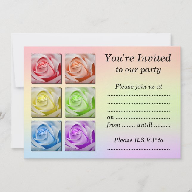 Invitación Macros Rosas arcoiris (Anverso)