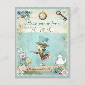 Invitación Mad Hatter Sip & See Baby Shower
