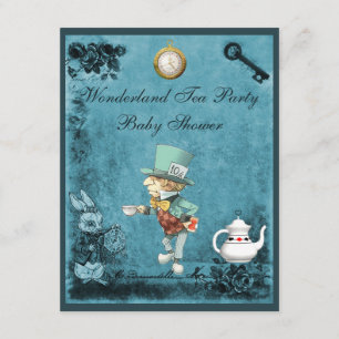 Invitación Mad Hatter Wonderland Tea Fiesta Baby Shower