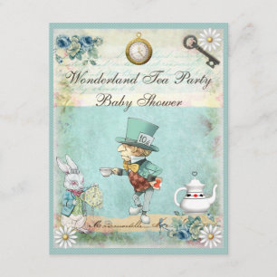 Invitación Mad Hatter Wonderland Tea Fiesta Baby Shower