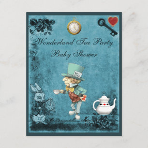 Invitación Mad Hatter Wonderland Tea Fiesta Baby Shower