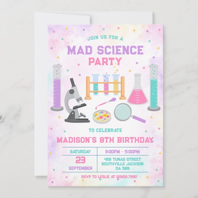 Invitación Mad Science Experiment Birthday Party Invitation (Anverso)
