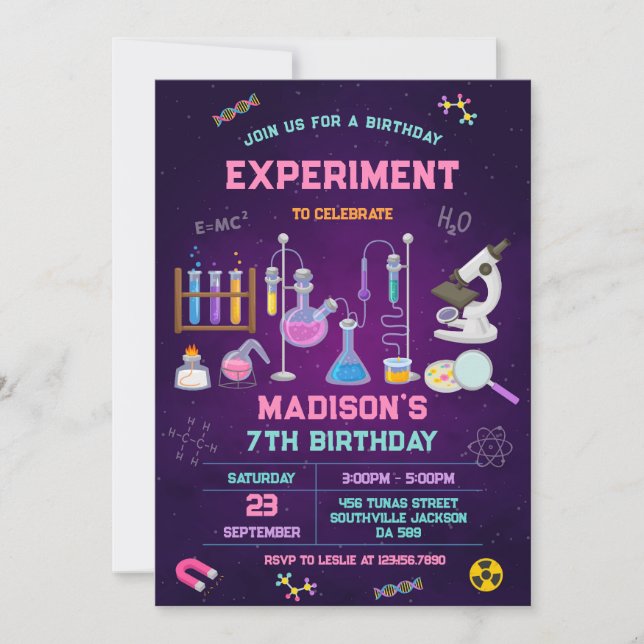 Invitación Mad Science Experiment Birthday Party Invitation (Anverso)