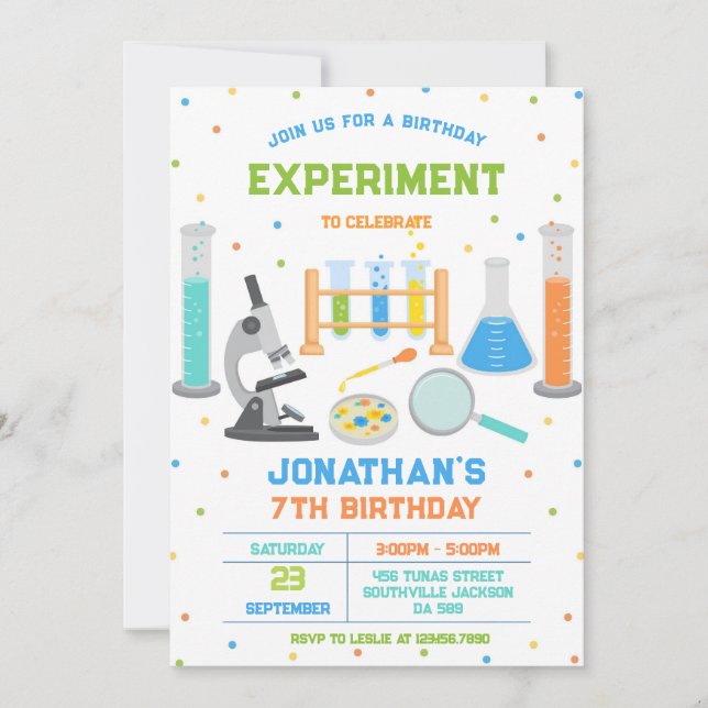 Invitación Mad Science Experiment Birthday Party Invitation (Anverso)