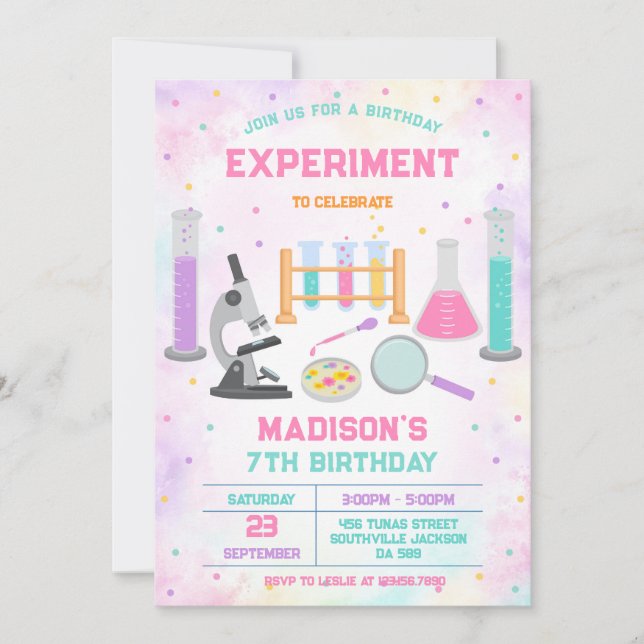 Invitación Mad Science Experiment Birthday Party Invitation (Anverso)