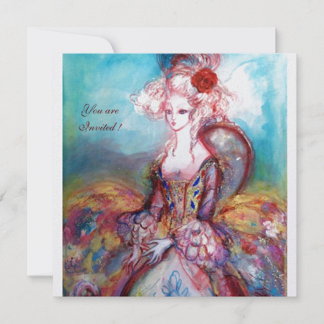 Invitación MADAME POMPADOUR, Fiesta de Disfraces de Oro (Anverso)