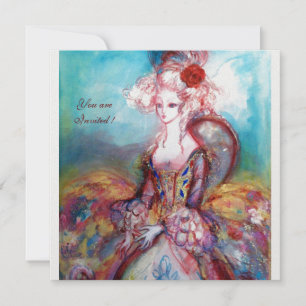 Invitación MADAME POMPADOUR, Fiesta de Disfraces de Oro