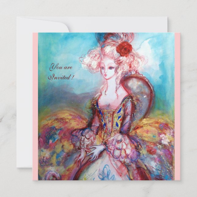 Invitación MADAME POMPADOUR, Fiesta de Disfraces de Oro (Anverso)