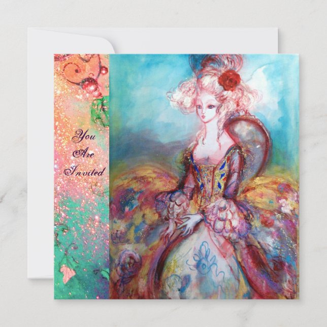 Invitación MADAME POMPADOUR, Fiesta de Disfraces de Oro (Anverso)