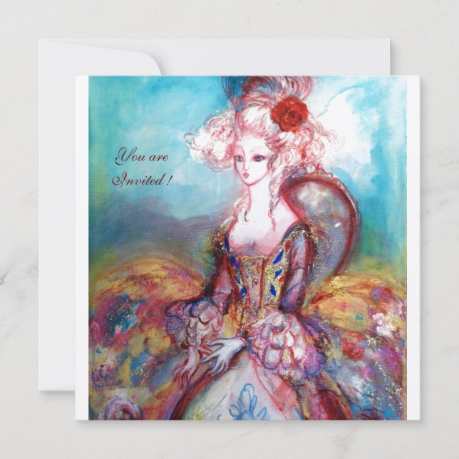 Invitación MADAME POMPADOUR, Fiesta de Disfraces de Oro (Anverso)